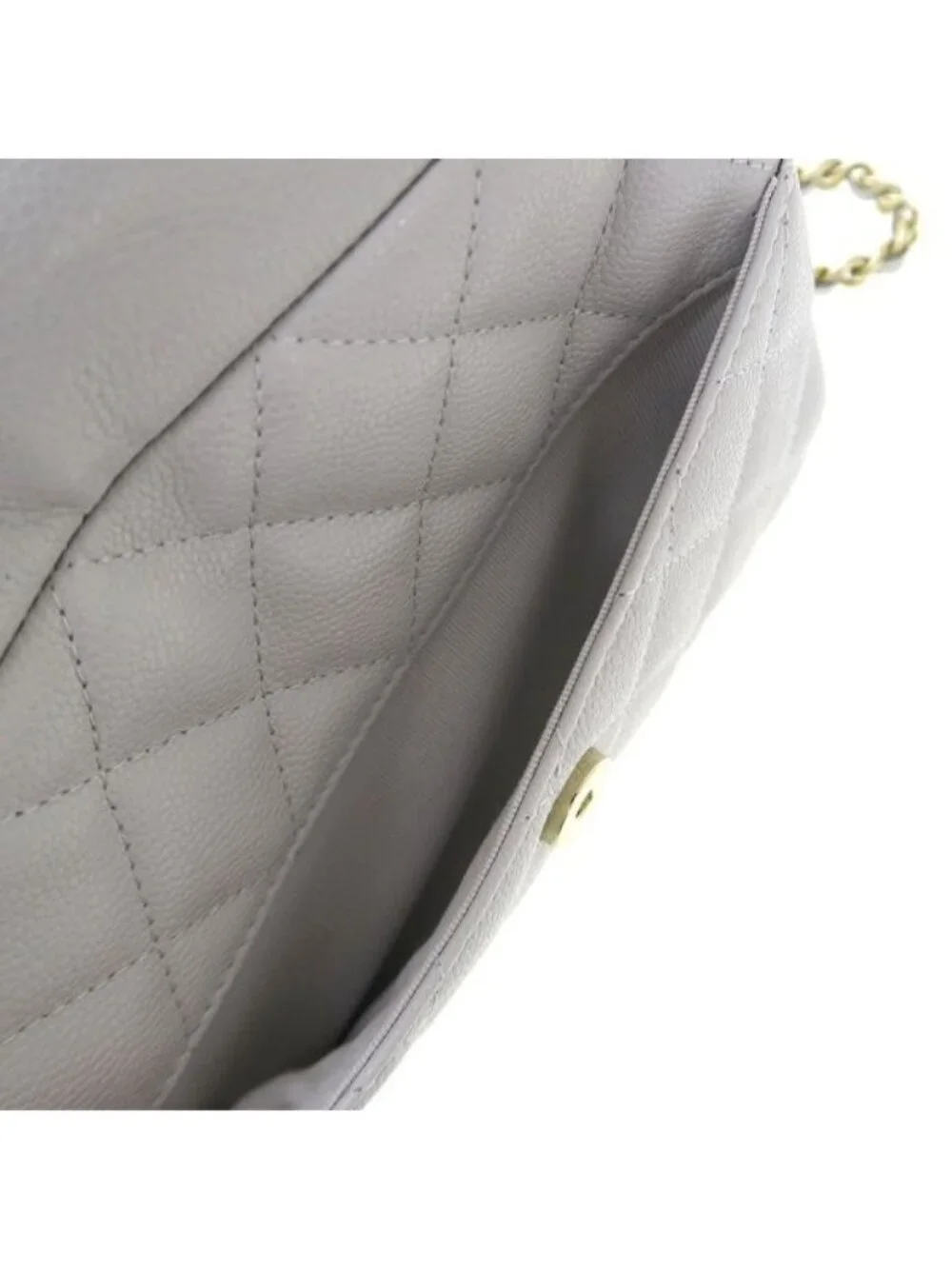 Chanel Quilted Chain Shoulder Bag Gray